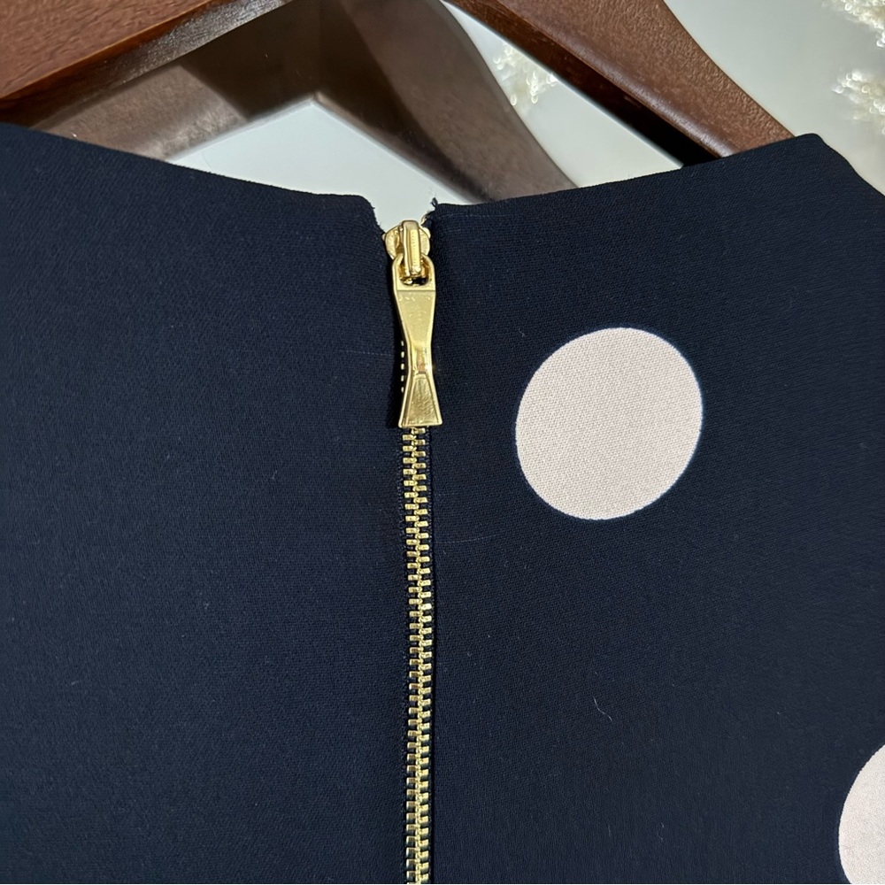 Kate Spade Navy & Light Pink Polka Dot Mini Dress with Boat Neck - Picture 9 of 11